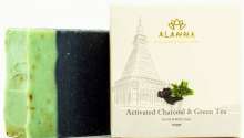 Activated Charcoal & Green Tea Facial and Body Soap by Alanna contains acti ... al ,coconut oil and green tea for skin brightening, acne and tan removal