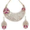Necklace Set by ANMOL crafted in 18 K gold and set with rubies, uncut diamonds and round brilliant diamonds